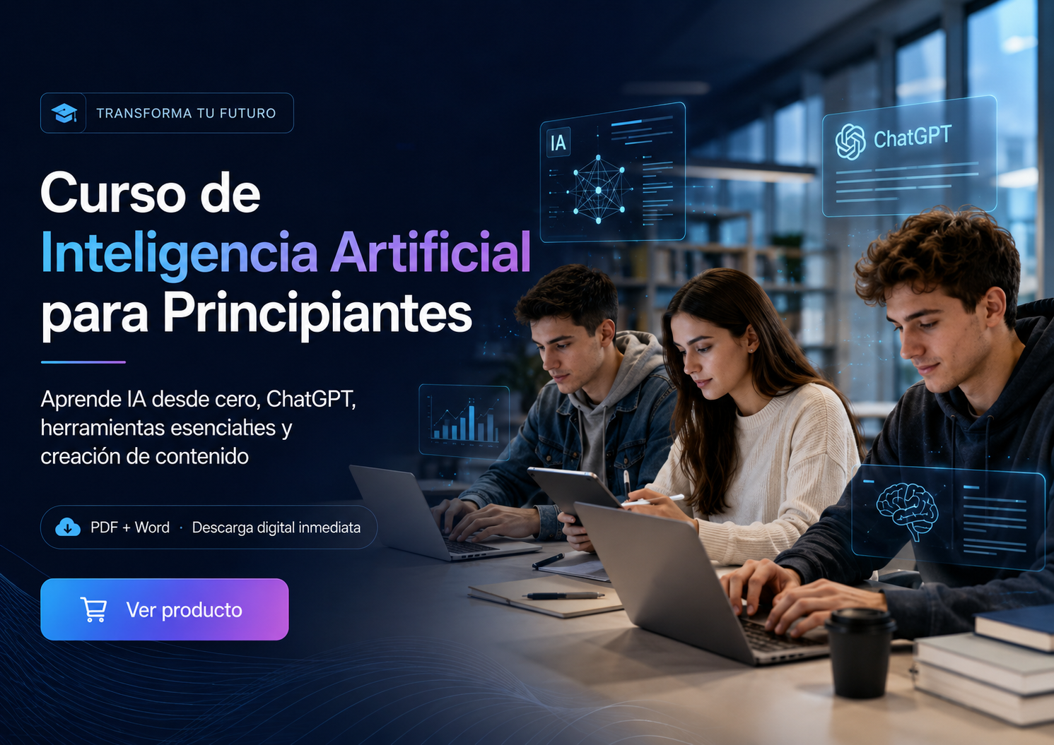 Inteligencia Artificial desde Cero: Curso Práctico de ChatGPT, Herramientas de IA y Creación de Contenido