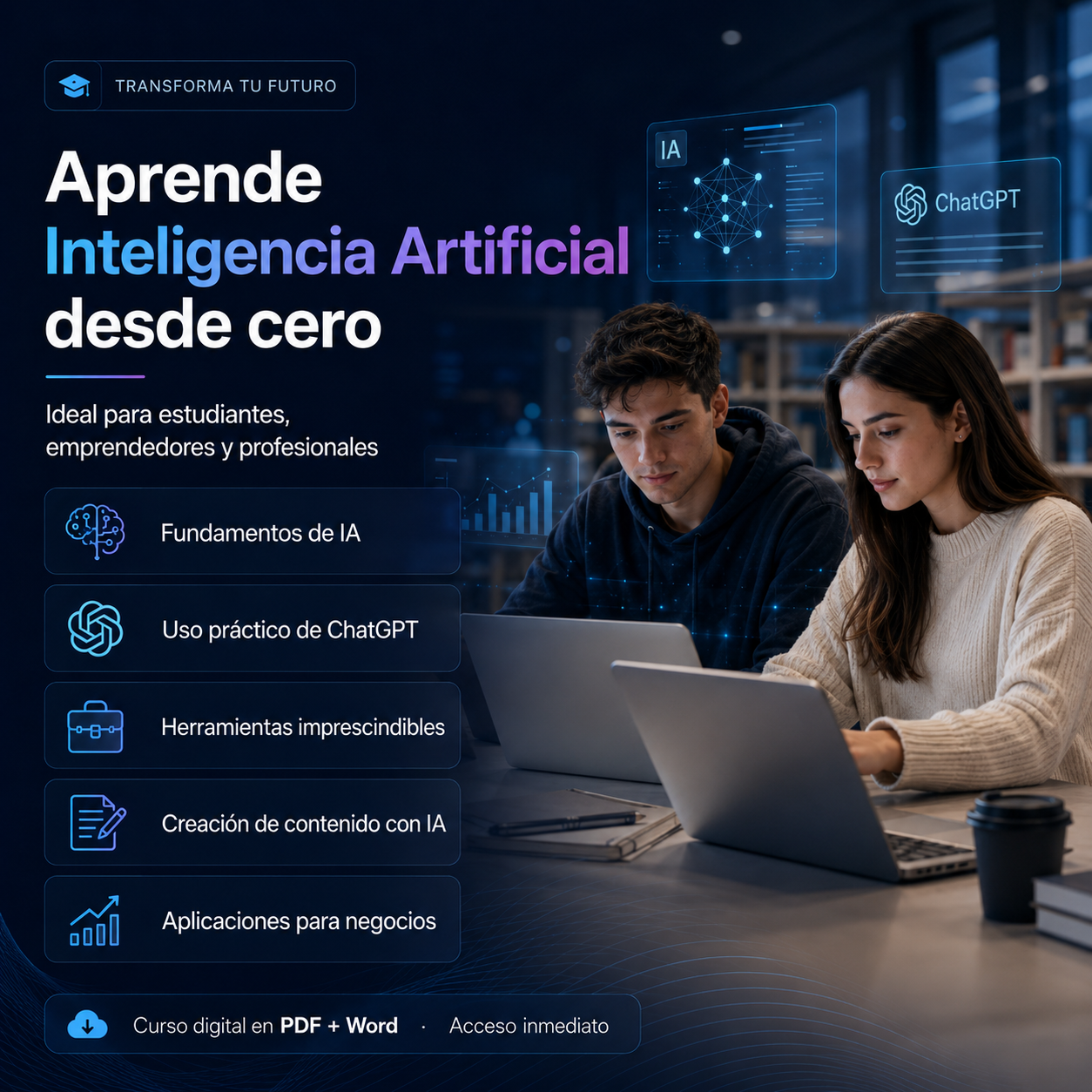 Inteligencia Artificial desde Cero: Curso Práctico de ChatGPT, Herramientas de IA y Creación de Contenido